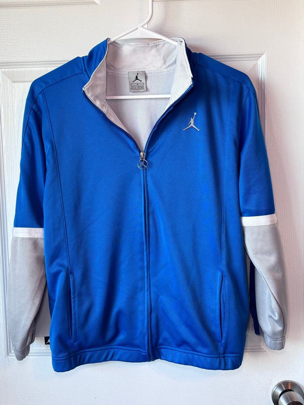 Jordan Jumpman Boys Youth Medium Full Zip Track Jacket Blue White Gray